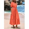 image:imagePRETTYGARDEN Summer Dresses for Women 2026 Elegant Classy Short Sleeve V Neck Ruffle A Line Belted Long Beach Vacation DressOrange