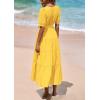 image:imagePRETTYGARDEN Summer Dresses for Women 2026 Elegant Classy Short Sleeve V Neck Ruffle A Line Belted Long Beach Vacation DressYellow
