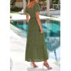 image:imagePRETTYGARDEN Summer Dresses for Women 2026 Eyelet Square Neck Puff Sleeve Smocked Wedding Guest Maxi Dress with PocketsArmy Green