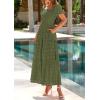image:imagePRETTYGARDEN Summer Dresses for Women 2026 Eyelet Square Neck Puff Sleeve Smocked Wedding Guest Maxi Dress with PocketsArmy Green