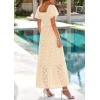 image:imagePRETTYGARDEN Summer Dresses for Women 2026 Eyelet Square Neck Puff Sleeve Smocked Wedding Guest Maxi Dress with PocketsBeige