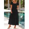image:imagePRETTYGARDEN Summer Dresses for Women 2026 Eyelet Square Neck Puff Sleeve Smocked Wedding Guest Maxi Dress with PocketsBlack