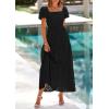 image:imagePRETTYGARDEN Summer Dresses for Women 2026 Eyelet Square Neck Puff Sleeve Smocked Wedding Guest Maxi Dress with PocketsBlack