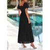image:imagePRETTYGARDEN Summer Dresses for Women 2026 Eyelet Square Neck Puff Sleeve Smocked Wedding Guest Maxi Dress with PocketsBlack