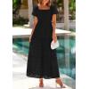 image:imagePRETTYGARDEN Summer Dresses for Women 2026 Eyelet Square Neck Puff Sleeve Smocked Wedding Guest Maxi Dress with PocketsBlack