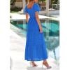 image:imagePRETTYGARDEN Summer Dresses for Women 2026 Eyelet Square Neck Puff Sleeve Smocked Wedding Guest Maxi Dress with PocketsBlue