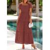 image:imagePRETTYGARDEN Summer Dresses for Women 2026 Eyelet Square Neck Puff Sleeve Smocked Wedding Guest Maxi Dress with PocketsBrown Red