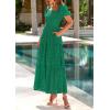 image:imagePRETTYGARDEN Summer Dresses for Women 2026 Eyelet Square Neck Puff Sleeve Smocked Wedding Guest Maxi Dress with PocketsDark Green
