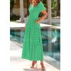 image:imagePRETTYGARDEN Summer Dresses for Women 2026 Eyelet Square Neck Puff Sleeve Smocked Wedding Guest Maxi Dress with PocketsGreen