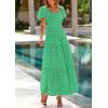 image:imagePRETTYGARDEN Summer Dresses for Women 2026 Eyelet Square Neck Puff Sleeve Smocked Wedding Guest Maxi Dress with PocketsGreen