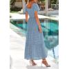 image:imagePRETTYGARDEN Summer Dresses for Women 2026 Eyelet Square Neck Puff Sleeve Smocked Wedding Guest Maxi Dress with PocketsGrey Blue