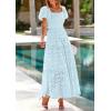 image:imagePRETTYGARDEN Summer Dresses for Women 2026 Eyelet Square Neck Puff Sleeve Smocked Wedding Guest Maxi Dress with PocketsLight Blue