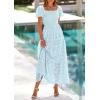 image:imagePRETTYGARDEN Summer Dresses for Women 2026 Eyelet Square Neck Puff Sleeve Smocked Wedding Guest Maxi Dress with PocketsLight Blue