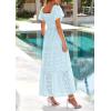 image:imagePRETTYGARDEN Summer Dresses for Women 2026 Eyelet Square Neck Puff Sleeve Smocked Wedding Guest Maxi Dress with PocketsLight Blue