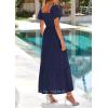image:imagePRETTYGARDEN Summer Dresses for Women 2026 Eyelet Square Neck Puff Sleeve Smocked Wedding Guest Maxi Dress with PocketsNavy