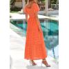 image:imagePRETTYGARDEN Summer Dresses for Women 2026 Eyelet Square Neck Puff Sleeve Smocked Wedding Guest Maxi Dress with PocketsOrange