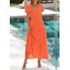 image:imagePRETTYGARDEN Summer Dresses for Women 2026 Eyelet Square Neck Puff Sleeve Smocked Wedding Guest Maxi Dress with PocketsOrange