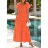 image:imagePRETTYGARDEN Summer Dresses for Women 2026 Eyelet Square Neck Puff Sleeve Smocked Wedding Guest Maxi Dress with PocketsOrange