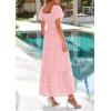 image:imagePRETTYGARDEN Summer Dresses for Women 2026 Eyelet Square Neck Puff Sleeve Smocked Wedding Guest Maxi Dress with PocketsPink