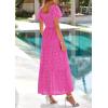 image:imagePRETTYGARDEN Summer Dresses for Women 2026 Eyelet Square Neck Puff Sleeve Smocked Wedding Guest Maxi Dress with PocketsRose Pink