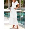 image:imagePRETTYGARDEN Summer Dresses for Women 2026 Eyelet Square Neck Puff Sleeve Smocked Wedding Guest Maxi Dress with PocketsWhite
