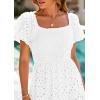 image:imagePRETTYGARDEN Summer Dresses for Women 2026 Eyelet Square Neck Puff Sleeve Smocked Wedding Guest Maxi Dress with PocketsWhite