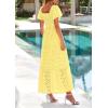 image:imagePRETTYGARDEN Summer Dresses for Women 2026 Eyelet Square Neck Puff Sleeve Smocked Wedding Guest Maxi Dress with PocketsYellow