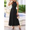 image:imagePRETTYGARDEN Summer Halter Dresses for Women 2026 Vacation Outfits Sleeveless Polka Dot Sundress Wedding Guest Maxi DressDot Black White