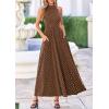 image:imagePRETTYGARDEN Summer Halter Dresses for Women 2026 Vacation Outfits Sleeveless Polka Dot Sundress Wedding Guest Maxi DressDot Brown Apricot