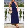 image:imagePRETTYGARDEN Summer Halter Dresses for Women 2026 Vacation Outfits Sleeveless Polka Dot Sundress Wedding Guest Maxi DressDot Dark Blue White