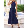 image:imagePRETTYGARDEN Summer Halter Dresses for Women 2026 Vacation Outfits Sleeveless Polka Dot Sundress Wedding Guest Maxi DressDot Dark Blue White