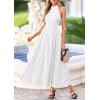 image:imagePRETTYGARDEN Summer Halter Dresses for Women 2026 Vacation Outfits Sleeveless Polka Dot Sundress Wedding Guest Maxi DressDot White Black