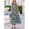 image:imagePRETTYGARDEN Summer Halter Dresses for Women 2026 Vacation Outfits Sleeveless Polka Dot Sundress Wedding Guest Maxi DressFloral Brown Blue