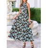 image:imagePRETTYGARDEN Summer Halter Dresses for Women 2026 Vacation Outfits Sleeveless Polka Dot Sundress Wedding Guest Maxi DressFloral Brown Blue