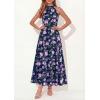 image:imagePRETTYGARDEN Summer Halter Dresses for Women 2026 Vacation Outfits Sleeveless Polka Dot Sundress Wedding Guest Maxi DressFloral Dark Blue Purple