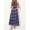 image:imagePRETTYGARDEN Summer Halter Dresses for Women 2026 Vacation Outfits Sleeveless Polka Dot Sundress Wedding Guest Maxi DressFloral Dark Blue Purple