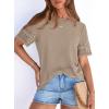 image:imagePRETTYGARDEN Summer Tops for Women 2026 Lace Short Sleeve TShirts Casual Blouses Spring Fashion Clothes Vacation OutfitsKhaki