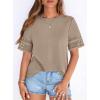 image:imagePRETTYGARDEN Summer Tops for Women 2026 Lace Short Sleeve TShirts Casual Blouses Spring Fashion Clothes Vacation OutfitsKhaki
