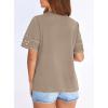 image:imagePRETTYGARDEN Summer Tops for Women 2026 Lace Short Sleeve TShirts Casual Blouses Spring Fashion Clothes Vacation OutfitsKhaki