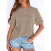 image:imagePRETTYGARDEN Summer Tops for Women 2026 Lace Short Sleeve TShirts Casual Blouses Spring Fashion Clothes Vacation OutfitsKhaki