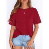 image:imagePRETTYGARDEN Summer Tops for Women 2026 Lace Short Sleeve TShirts Casual Blouses Spring Fashion Clothes Vacation OutfitsRed