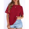 image:imagePRETTYGARDEN Summer Tops for Women 2026 Lace Short Sleeve TShirts Casual Blouses Spring Fashion Clothes Vacation OutfitsRed