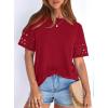 image:imagePRETTYGARDEN Summer Tops for Women 2026 Lace Short Sleeve TShirts Casual Blouses Spring Fashion Clothes Vacation OutfitsRed