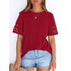 image:imagePRETTYGARDEN Summer Tops for Women 2026 Lace Short Sleeve TShirts Casual Blouses Spring Fashion Clothes Vacation OutfitsRed