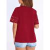 image:imagePRETTYGARDEN Summer Tops for Women 2026 Lace Short Sleeve TShirts Casual Blouses Spring Fashion Clothes Vacation OutfitsRed