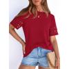 image:imagePRETTYGARDEN Summer Tops for Women 2026 Lace Short Sleeve TShirts Casual Blouses Spring Fashion Clothes Vacation OutfitsRed
