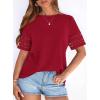 image:imagePRETTYGARDEN Summer Tops for Women 2026 Lace Short Sleeve TShirts Casual Blouses Spring Fashion Clothes Vacation OutfitsRed