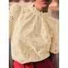 image:imagePRETTYGARDEN Summer Tops for Women 2026 Short Sleeve Embroidered Eyelet Shirts Dressy Casual Blouses Spring Fashion ClothesBeige Yellow