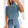 image:imagePRETTYGARDEN Summer Tops for Women 2026 Short Sleeve Embroidered Eyelet Shirts Dressy Casual Blouses Spring Fashion ClothesBlue Grey