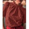 image:imagePRETTYGARDEN Summer Tops for Women 2026 Short Sleeve Embroidered Eyelet Shirts Dressy Casual Blouses Spring Fashion ClothesBrown Red